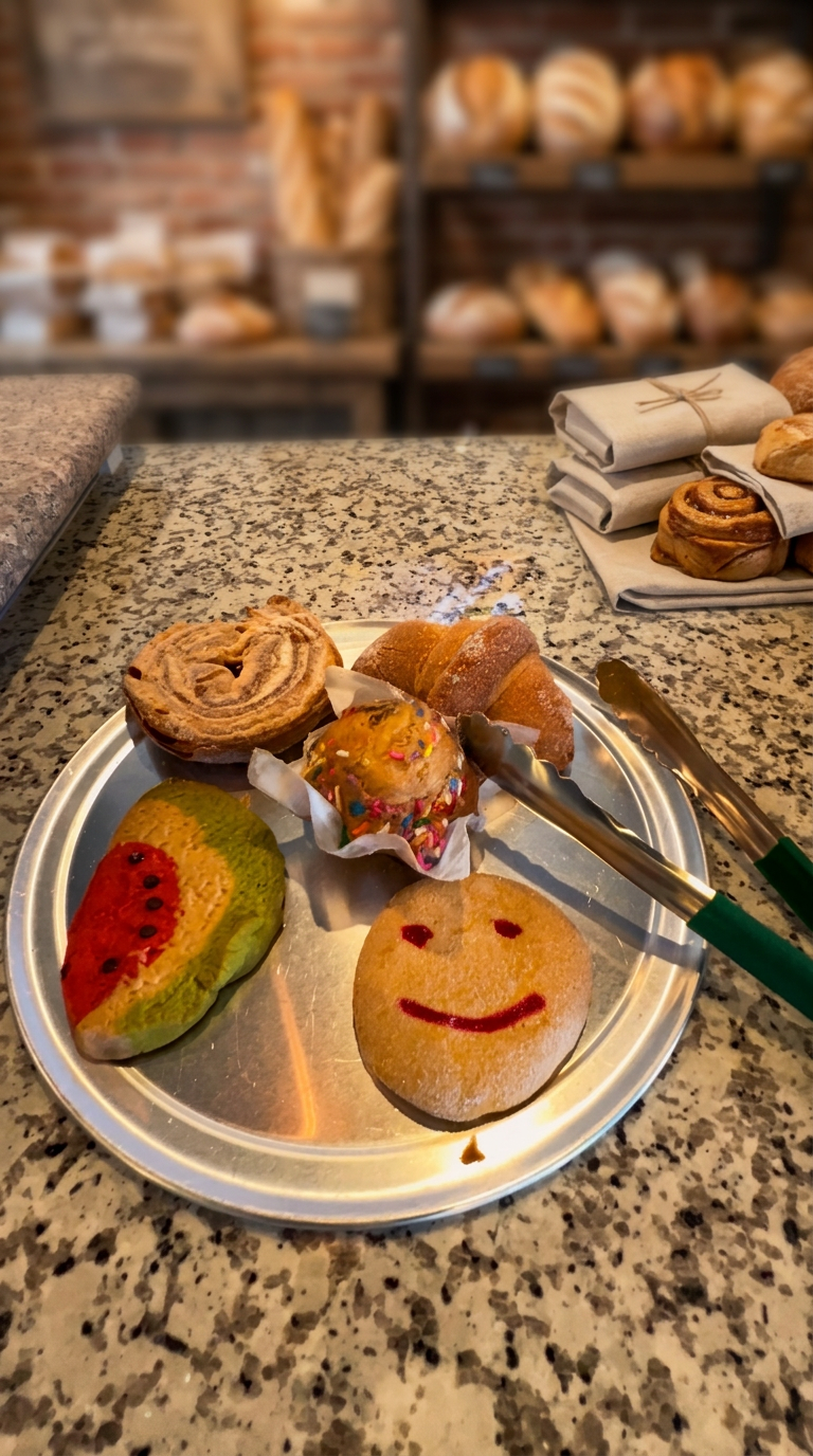 Freshly baked Mexican pan dulce tray